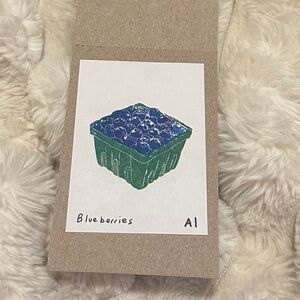 Blueberry Print on Brown Cardstock